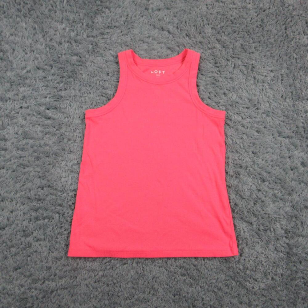 LOFT Tank Top Womens XL Pink Crew Neck Sleeveless Cotton Stretch Jersey